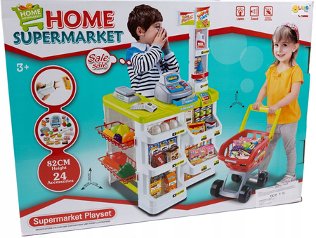 Sklep supermarket dla dzieci kasa fiskalna żółty