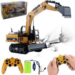 Duża zdalnie sterowana koparka-spychacz z ruchomym ramieniem RC 2,4GHz