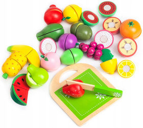 Drewniane jedzenie do krojenia owoce warzywa zestaw kuchnia 20 sztuk Ecotoys TL87114