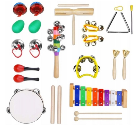 Zestaw drewnianych instrumentów muzycznych dla dzieci