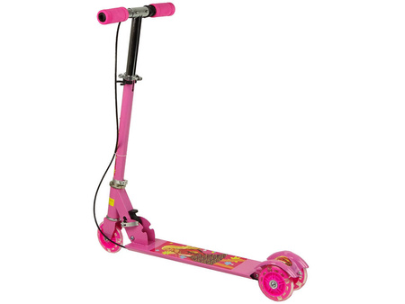 Trójkołowa hulajnoga dla dzieci różowa świecące koła LED hamulec ręczny