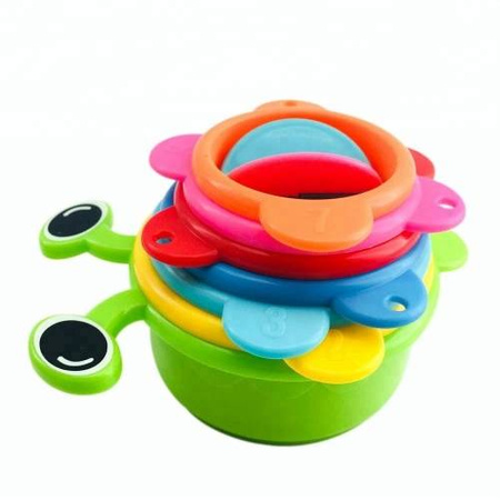 Zabawka do kąpieli do wody kolorowe kubeczki gąsienica 7 elementów
