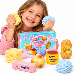 Gniotki dla dzieci zestaw gniotków box 6 elementów ser masło ziemniak śmietana pudding orzeszek