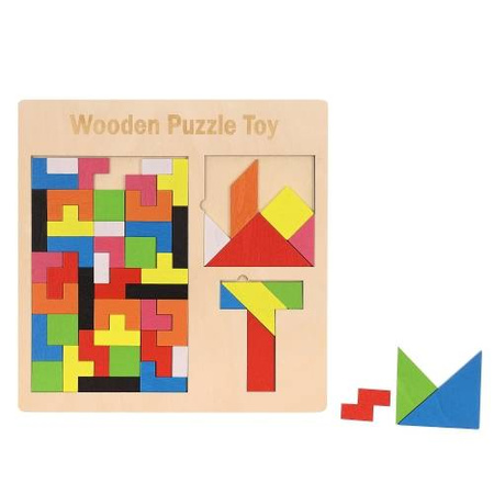 Drewniana układanka tetris łamigłówka dla dzieci kolorowe klocki
