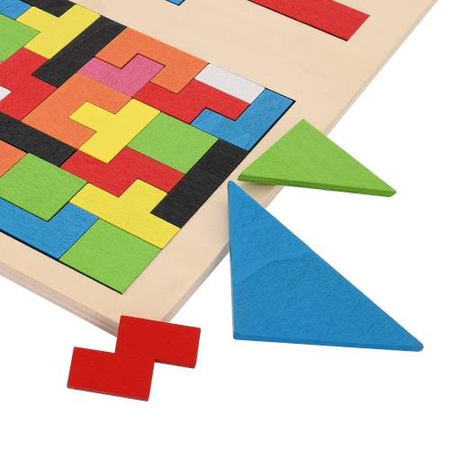 Drewniana układanka tetris łamigłówka dla dzieci kolorowe klocki