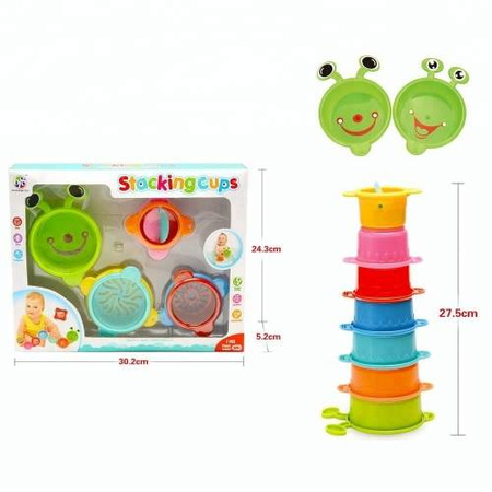 Zabawka do kąpieli do wody kolorowe kubeczki gąsienica 7 elementów