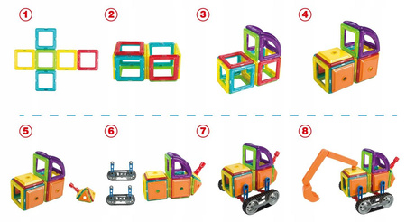 Edukacyjne klocki magnetyczne dla dzieci do układania Magical Magnet 162 elementy