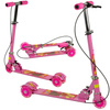 Trójkołowa hulajnoga dla dzieci różowa świecące koła LED hamulec ręczny