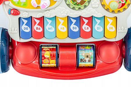 Interaktywny chodzik Pchacz Jeździk edukacyjny dla dzieci z zabawkami Mini organki