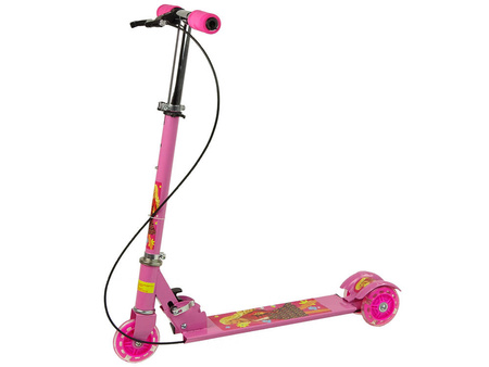 Trójkołowa hulajnoga dla dzieci różowa świecące koła LED hamulec ręczny