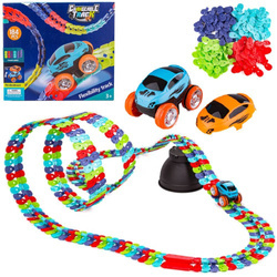 Elastyczny kolorowy tor samochodowy dla dzieci 184 elementy samochodzik