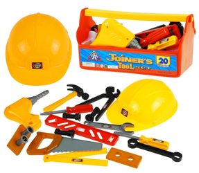 Zestaw Małego Majsterkowicza Narzędzia w skrzyni Kask 22 elementy