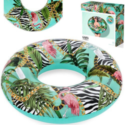 Dmuchane koło do pływania zebra flamingi palma 114 cm Bestway