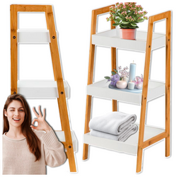Regał bambusowy półka na książki zabawki szafka łazienkowa drabina 3 półki