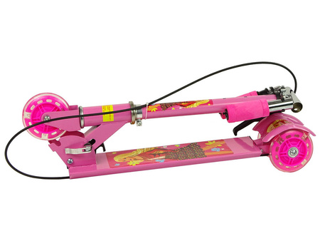 Trójkołowa hulajnoga dla dzieci różowa świecące koła LED hamulec ręczny