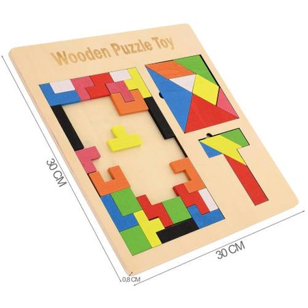Drewniana układanka tetris łamigłówka dla dzieci kolorowe klocki