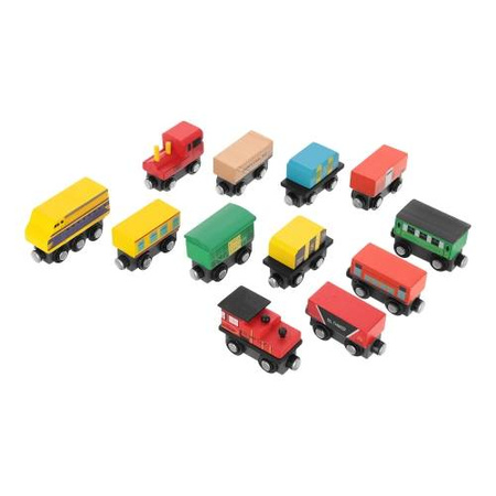 Drewniana kolejka pociąg na magnes lokomotywy wagony dla dzieci 13 elementów