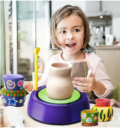 Zestaw garncarski dla dziecka koło garncarskie glina akcesoria