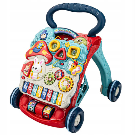 Interaktywny chodzik Pchacz Jeździk edukacyjny dla dzieci z zabawkami Mini organki