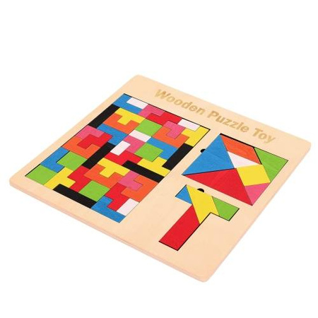 Drewniana układanka tetris łamigłówka dla dzieci kolorowe klocki