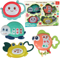 Zestaw grzechotek dla dzieci zwierzęta morskie gryzaki 4 sztuki