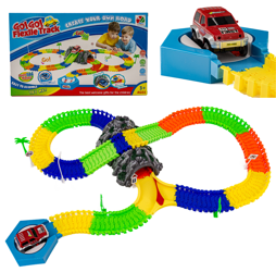 Tor samochodowy wyścigowy dla dzieci Autko Flexile Track 144 elementów