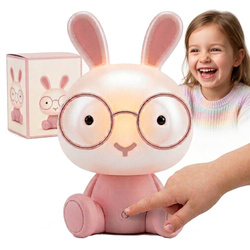 Lampka nocna dla dzieci królik różowy lampa biurkowa króliczek LED