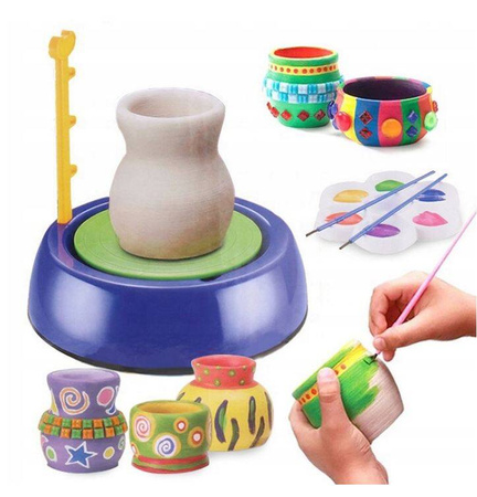 Zestaw garncarski dla dziecka koło garncarskie glina akcesoria