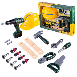 Zestaw Małego Majsterkowicza Narzędzia Wiertarka na baterie Kask dla dzieci