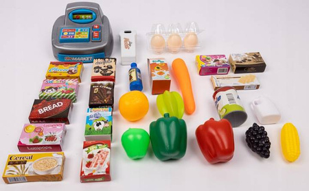 Sklep supermarket dla dzieci kasa fiskalna żółty