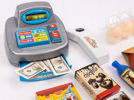 Sklep supermarket dla dzieci kasa fiskalna żółty