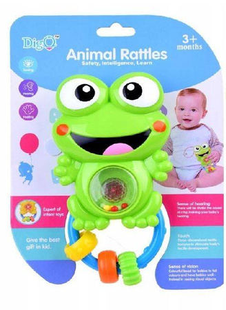 Interaktywna grzechotka dla dziecka zielona żabka żaba świeci gra