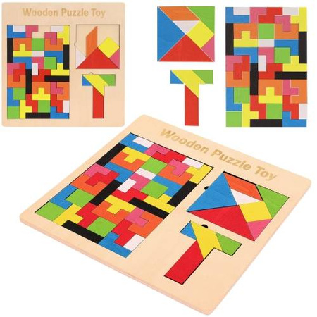 Drewniana układanka tetris łamigłówka dla dzieci kolorowe klocki