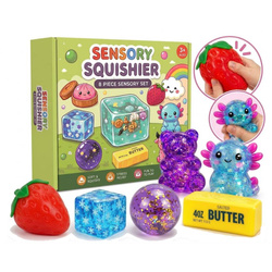 Zestaw gniotków gniotki dla dzieci 8 elementów gniotek squishy antystresowe truskawka masło kula stworki kostka lodu