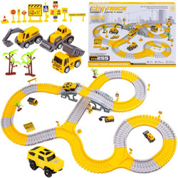 Duży tor samochodowy plac budowy dla dzieci pojazdy budowy znaki 255 el