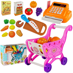 Zestaw Kasa fiskalna Koszyk sklepowy Wózek na zakupy dla dzieci Akcesoria