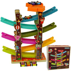 Tor samochodowy kolorowa zjeżdżalnia autka dla dzieci 6 poziomów