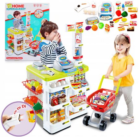 Sklep supermarket dla dzieci kasa fiskalna żółty