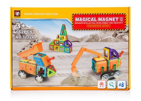 Edukacyjne klocki magnetyczne dla dzieci do układania Magical Magnet 162 elementy