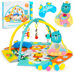 Wielofunkcyjna duża mata edukacyjna dla dzieci Kojec z piłkami Zwierzęta 3w1