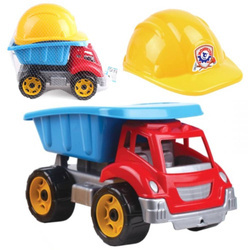 Zestaw maszyna budowlana wywrotka + kask dla małego budowlańca