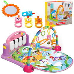 Mata edukacyjna dla dzieci interaktywna pianinko grzechotki 3w1 różowa